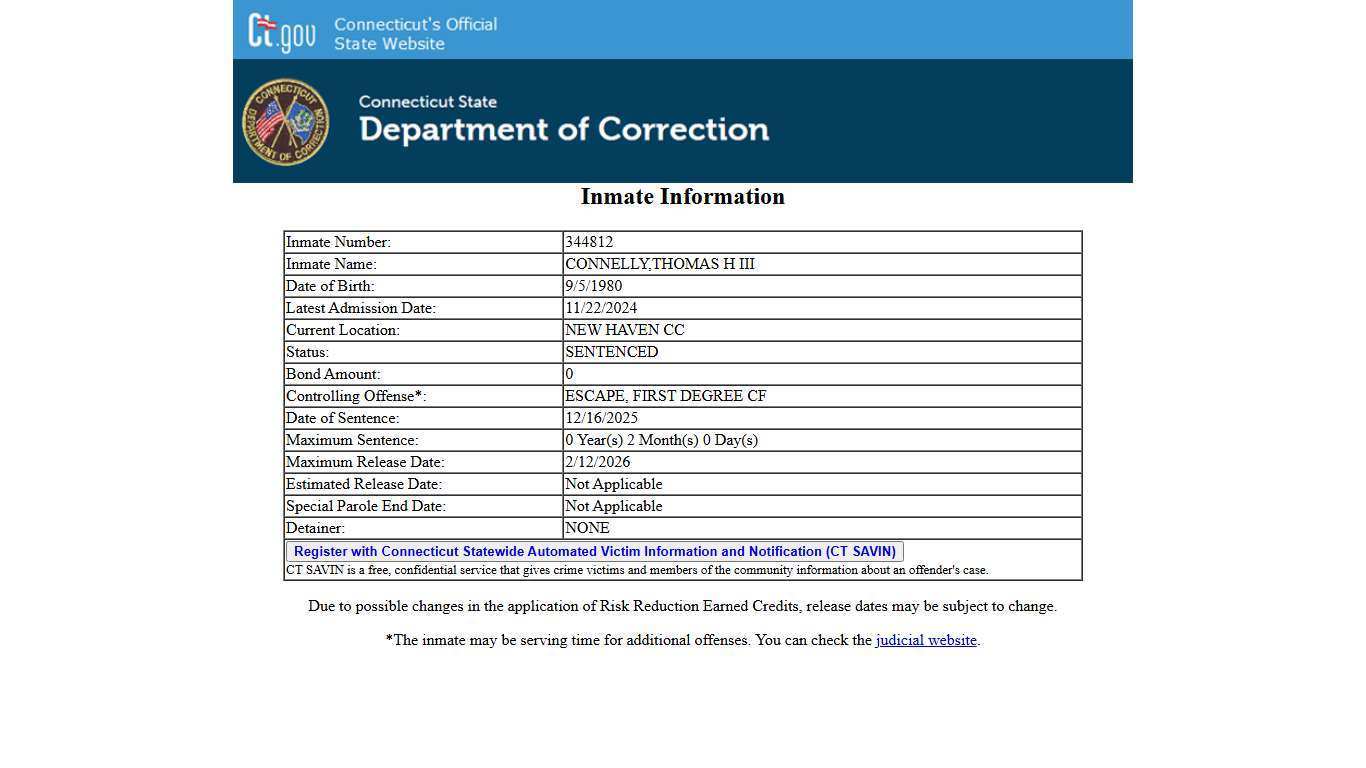 Department of Correction Inmate Information Search